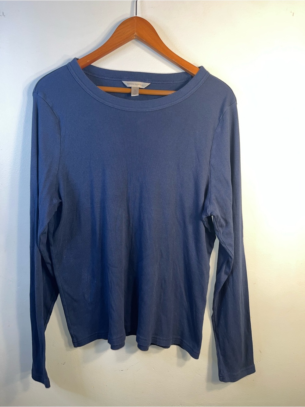 Banana Republic Tee Long-Sleeve Crewneck Shirt Ribbed Blue Women’s Size XXL
